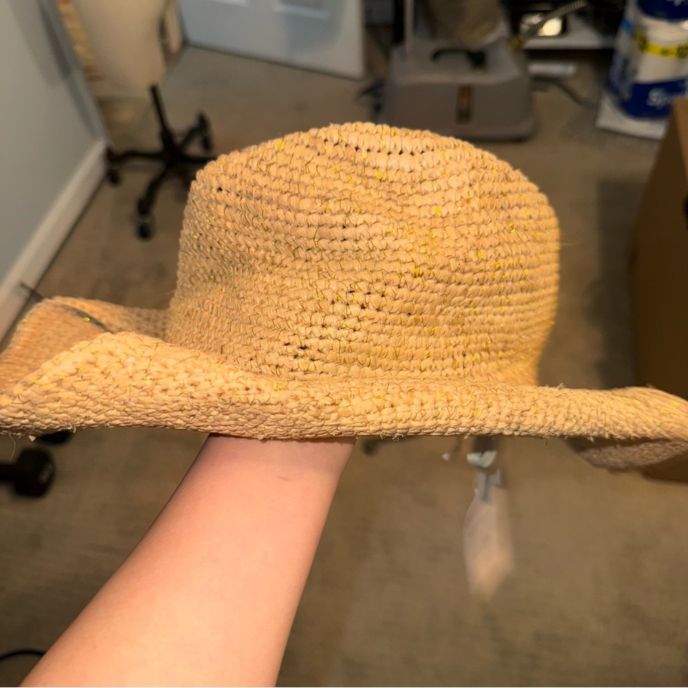 NWT Nikki Beach Cowboy Western Raffia Hat in Natural Gold OS - Picture 4 of 8